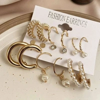 Set Of 9 Earrings - Golden