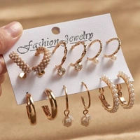 Set Of 9 Earrings - Golden
