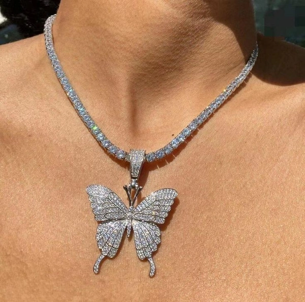 Chunky Butterfly Necklace - Silver