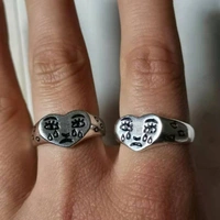 Cry Face Ring - Silver, Adjustable