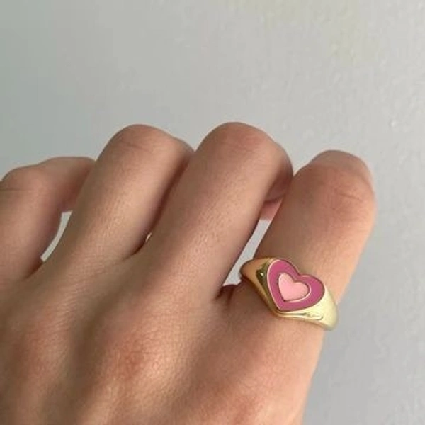 Double Heart Ring - Pink 