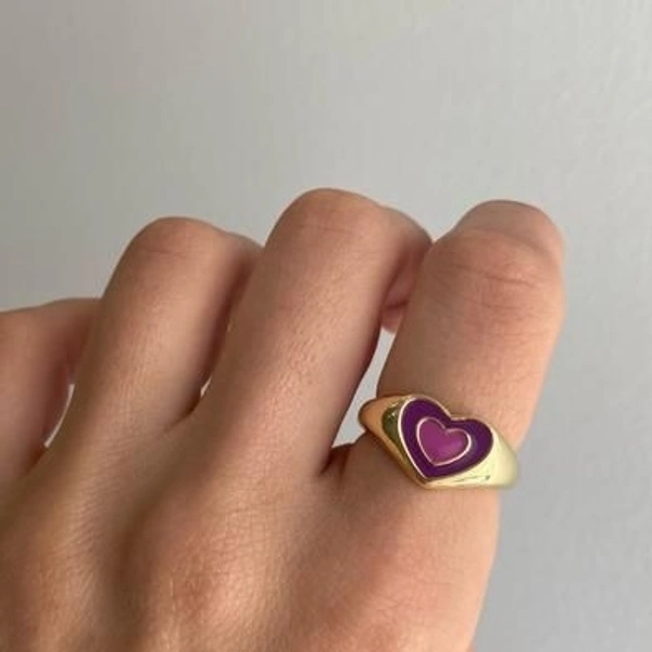 Double Heart Ring - Purple