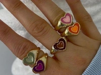 Double Heart Ring - Green