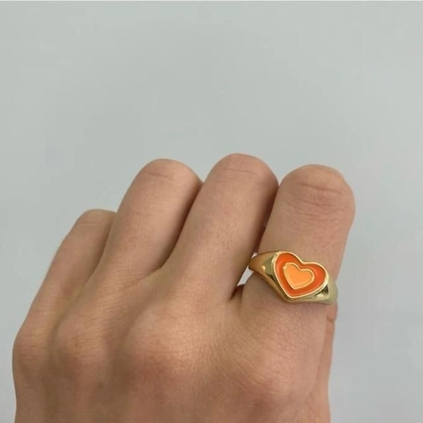 Double Heart Ring - Orange