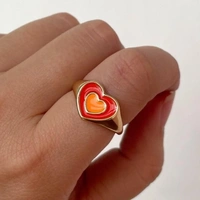 Double Heart Ring - Orange
