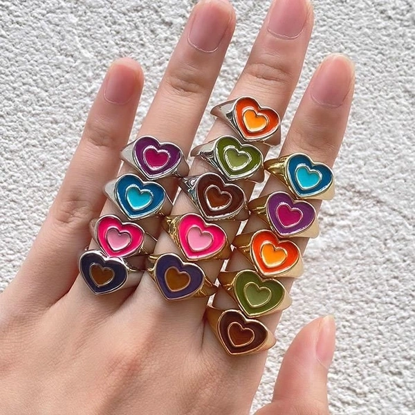 Double Heart Ring - Orange