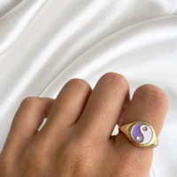 Lavender Y2k Ring Set - lanender, 17