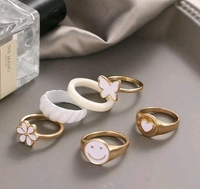 Y2k White Ring Set - 17