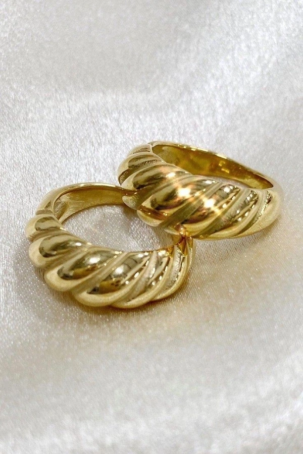 Croissant Signet Ring - Adjustable, Golden