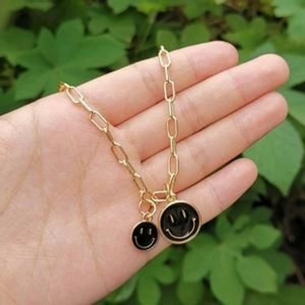 Double Smiley Necklace - Black
