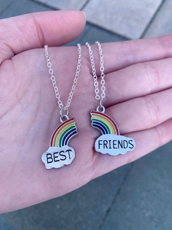 Rainbow Bestie Necklace - Silver