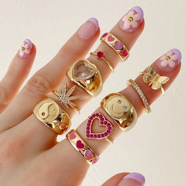 10 Y2k Ring Set