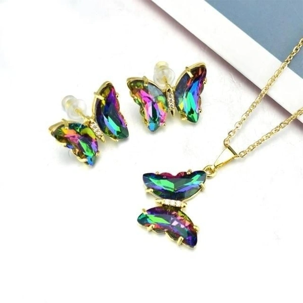 Butterfly Necklace & Earrings Set  - 275