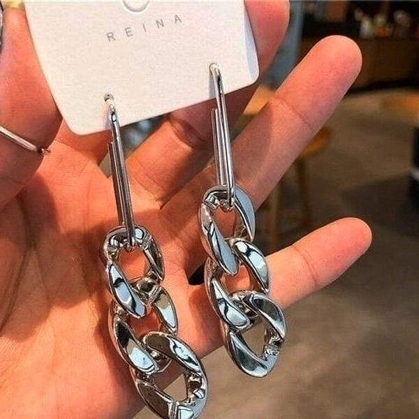 Cuban Chain Earrings - silver