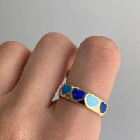 Nevi Blue Chunky Ring Set - nevi blue, 17