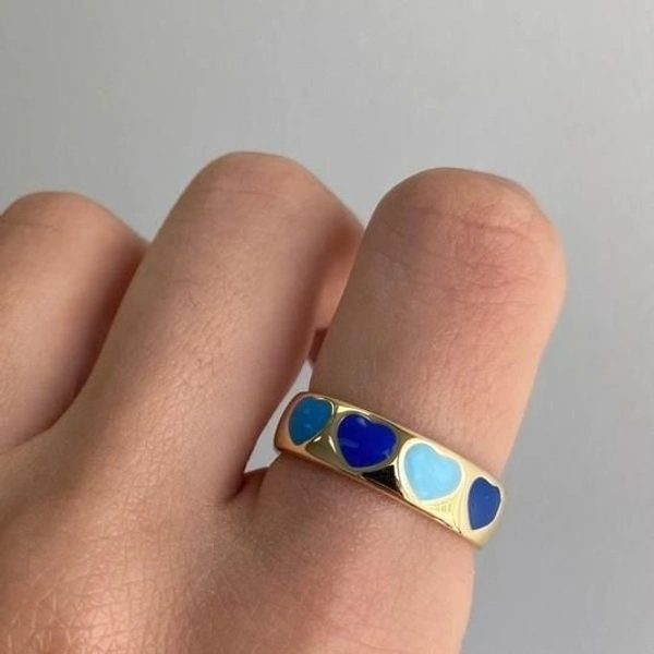 Nevi Blue Chunky Ring Set - nevi blue, 17