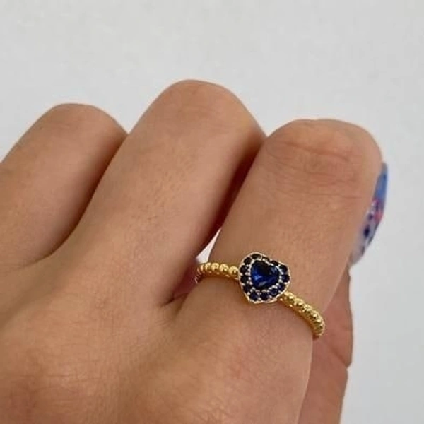 Nevi Blue Chunky Ring Set - nevi blue, 17