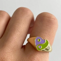 Y2k Purple & Green Ring Combo - 17
