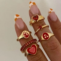 Red Y2k Rings Set - 17
