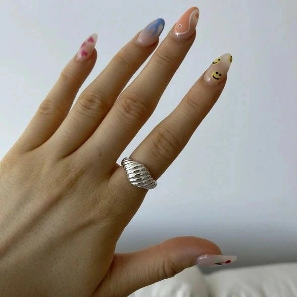 Chunky Silver Rings Set - 17