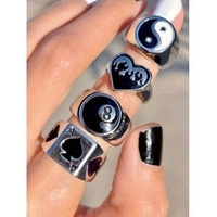 Playing Card Shape Rings - free size , silver plated 