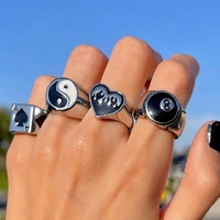Playing Card Shape Rings - free size , silver plated 