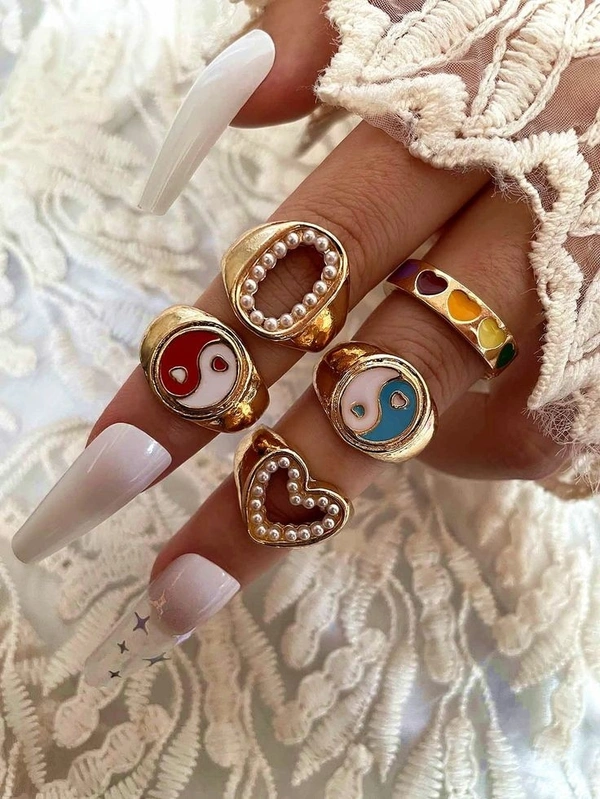 Chunky Love Rings Set - free size 
