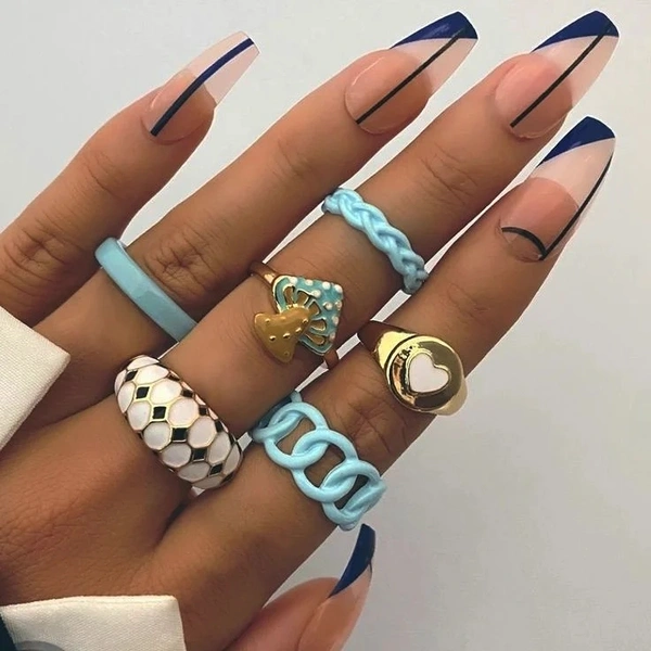 Sky Y2k Rings Set  - free size 