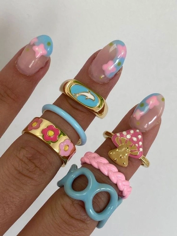 Mashroom Y2k Rings Set 