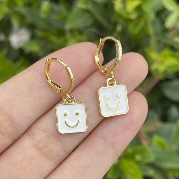 Smiley Face Earrings  - Black 