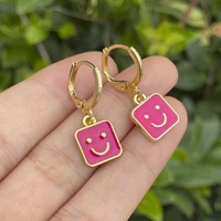 Smiley Face Earrings  - Black 