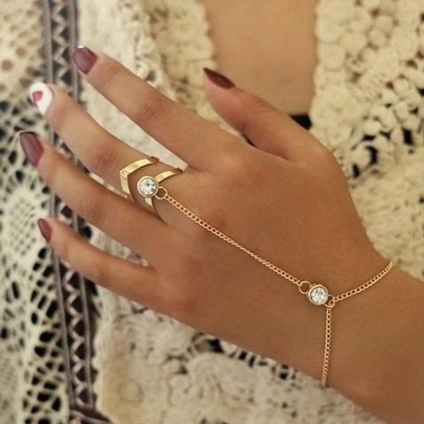 Stone Ring With Chain Bracelet 