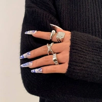 Statement Rings Set  - Silver 