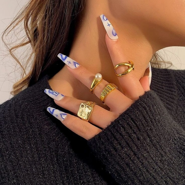 Statement Rings Set  - Silver 