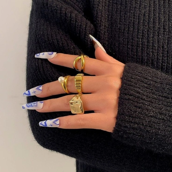 Statement Rings Set  - Silver 