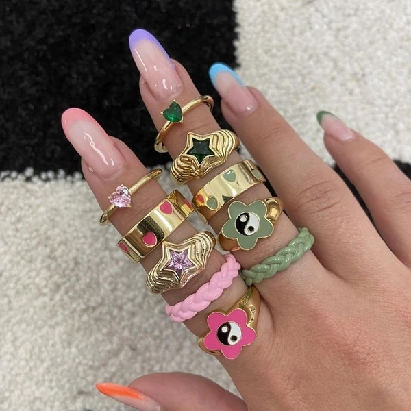 Y2k Summer Rings Set