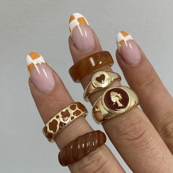Brown Y2k Rings Set 