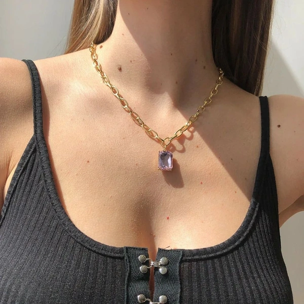 Lilac Crystal Necklace 