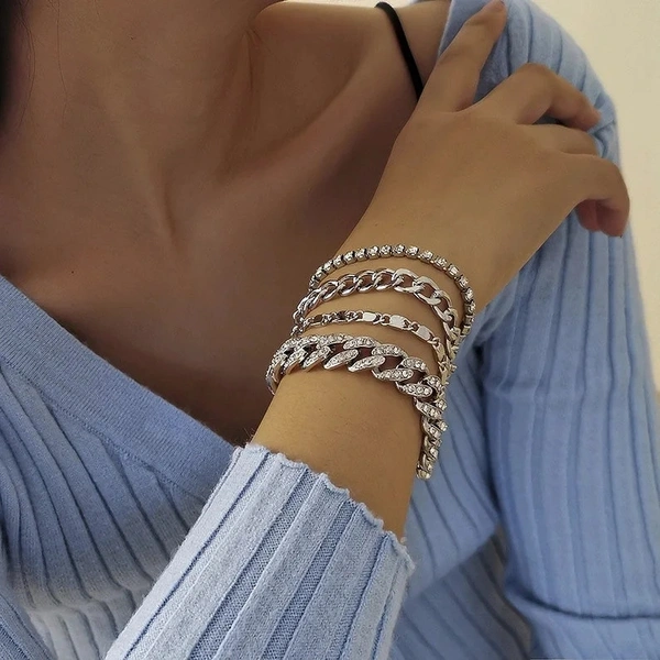 Icy Layered Breslet  - Silver 