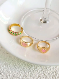 Frog Love Checkboard Rings  - Free Size 