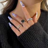 Retro Rings Set  - Free Size , Silver