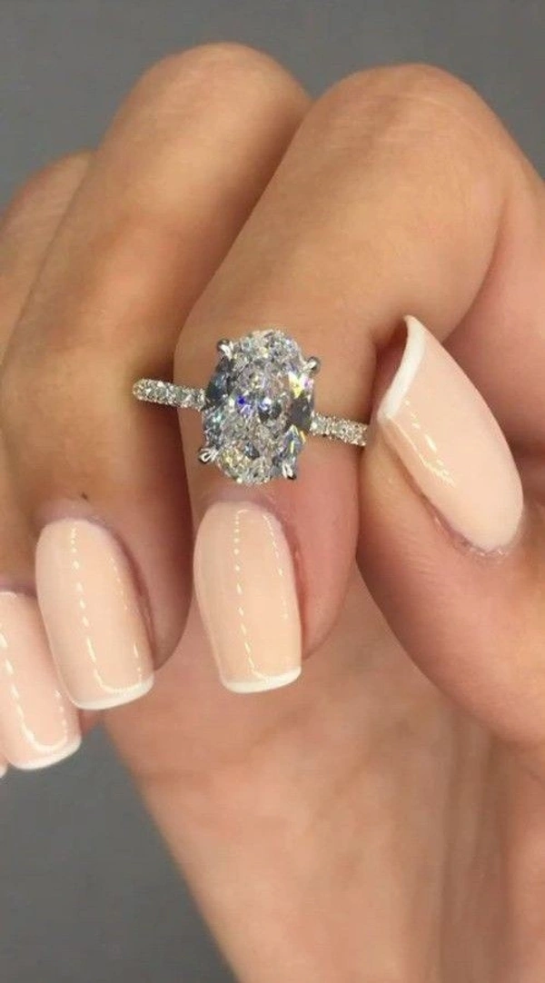 Round Diamond Ring & Oval Diamond Ring  - Free Size 