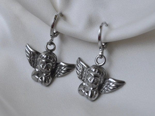Angel Cherub Mini Hoops  - Golden