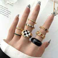 Checker Heart Rings Set 