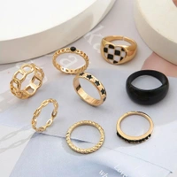 Checker Heart Rings Set 