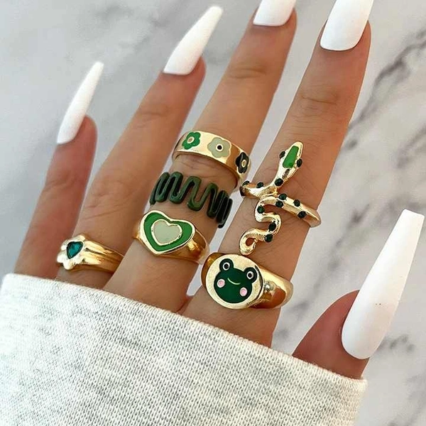 Y2k Snake Rings Set  - Free Size