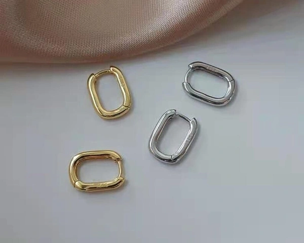 Boxy Hoop Earrings  - Gold