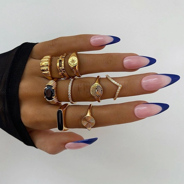 Golden Retro Rings Set 