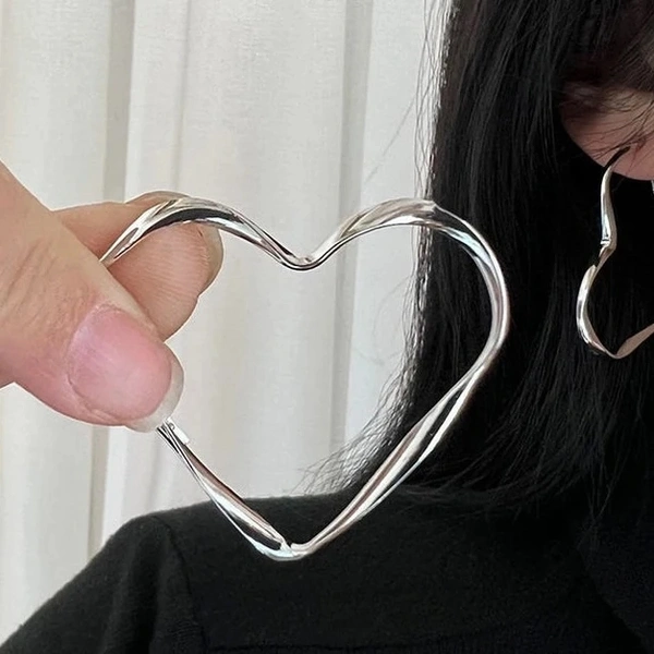 Heart Cut Earrings  - Silver