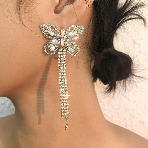 Butterfly Long Tassel Dangle Earrings 